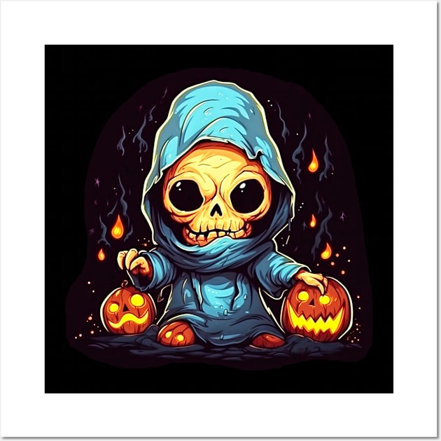 Eerie Halloween Ghoul Art - Spooky Season Delight Wall Art by Captain Peter Designs